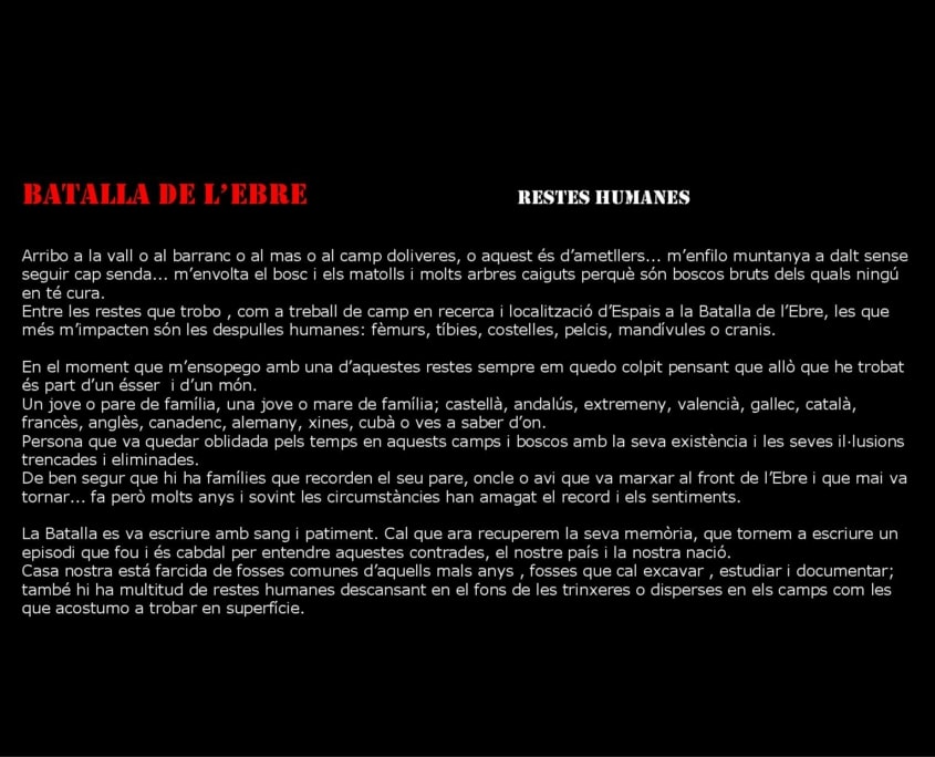 Batalla de l’ebre: RESTES HUMANES